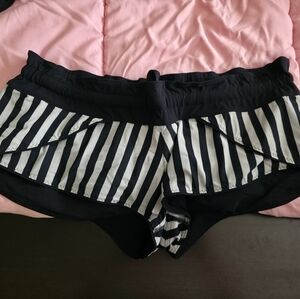 lululemon athletica Black and White Striped Surf Shorts